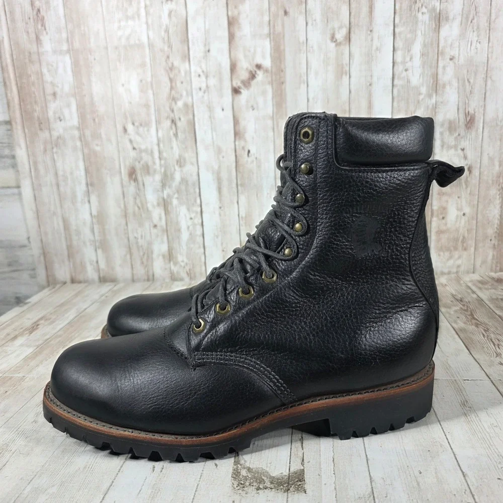 Chippewa Super Logger Boots Mens Black Leather Vibram Lug Sole USA Made 10.5 EEE